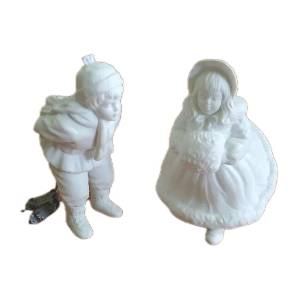Dept 56 Winter Silhouette Skating Children w Pewter Skates Christmas Vintage